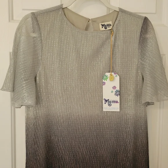 Show Me Your Mumu Size Small Jenner Dress Micro Pleat Silver Ombre - Picture 5 of 13